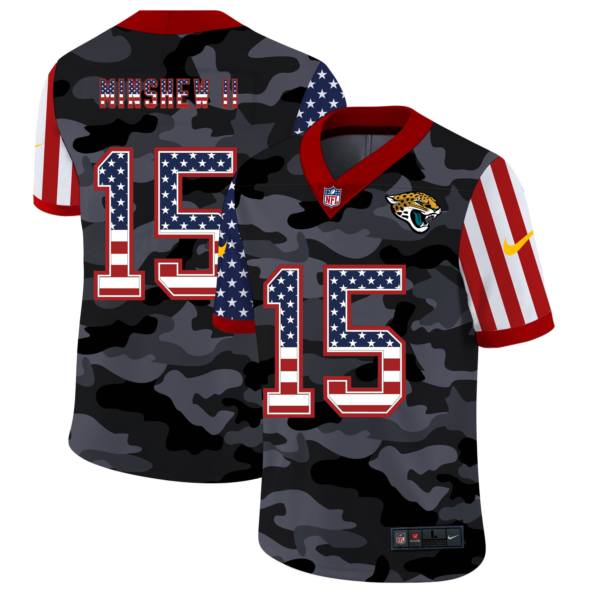 Men Jacksonville Jaguars #15 Minshew ll 2020 Nike USA Camo Salute to Service Limited NFL Jerseys